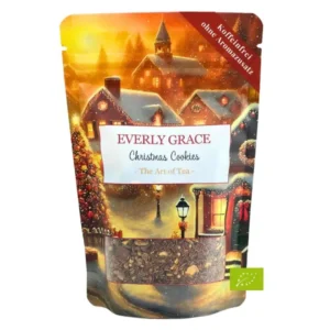 Genießen Sie den Christmas Cookies Tea von Everly Grace – Bio-Rooibus mit Kakao, Zimt und Gewürzen. Koffeinfrei, aromatisch und himmlisch wie Weihnachtsgebäck.