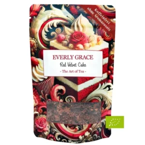 Bio Red Velvet Cake Tea von Everly Grace – samtiger Tee mit Kakao & warmen Gewürzen, inspiriert vom Waldorf Astoria Klassiker. Lose & ohne Aromen. Jetzt bestellen!