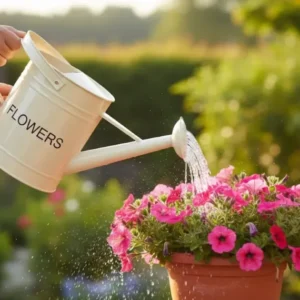 Metallgießkanne 5 L creme lackiert Gartengießkanne für Haus und Garten