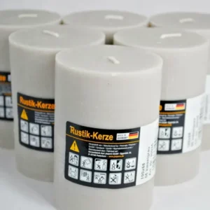 Stumpenkerze kieselgrau 100/68 mm tropfsicher 6er Pack deutsches Fabrikat