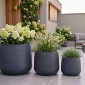 Pflanzkübel Graphite Blumentopf Modern Clay Fibre Leicht Frostfest Innen Aussen