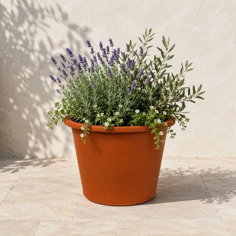 Terrakotta Pflanztopf Mediterran Ø 32 cm Tontopf Blumentopf Garten Terrasse Balkon
