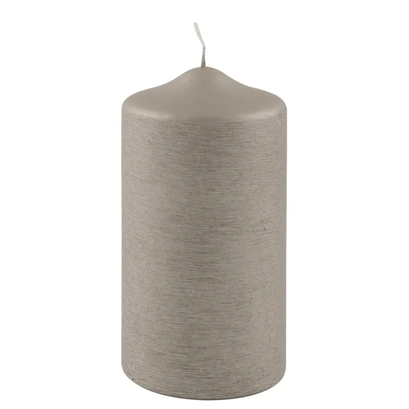 CANDLE gebürstet metallic Stumpenkerze stein