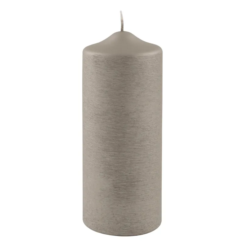 CANDLE gebürstet metallic Stumpenkerze stein