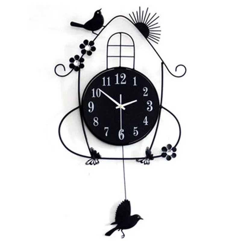 Wanduhr Vogelhaus Design mit Pendel