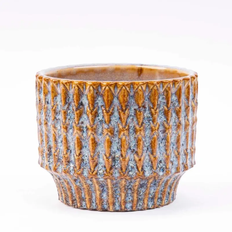 Echo Rustic - Plant Pot - Blue/brown - Ø 10 cm ↑ 9 cm