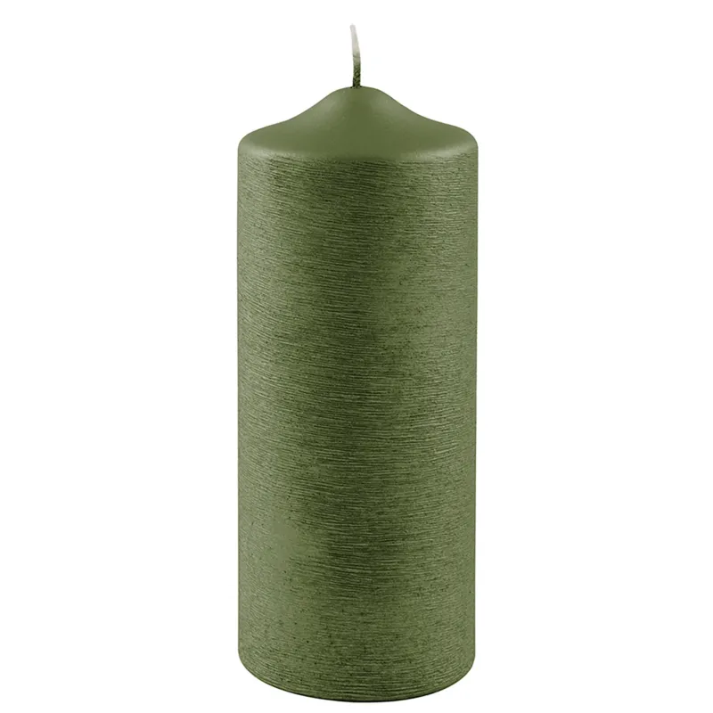 CANDLE gebürstet metallic Stumpenkerze dunkelgrün