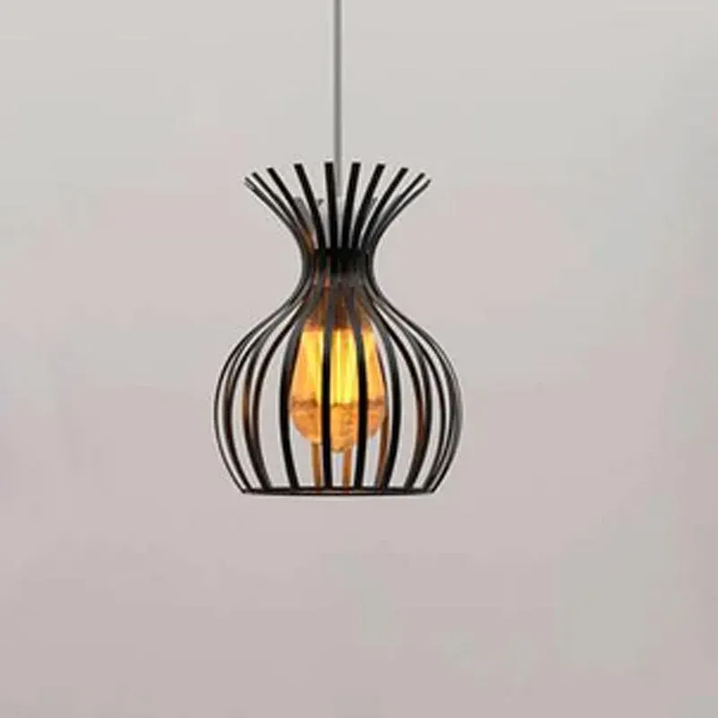 Geometrischer schwarzer Metall Draht Käfig Lampenschirm ~3439