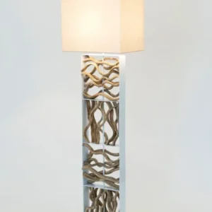 Stehlampe Tremiti Bianco Holz mit Schirm Rechteckig (1)