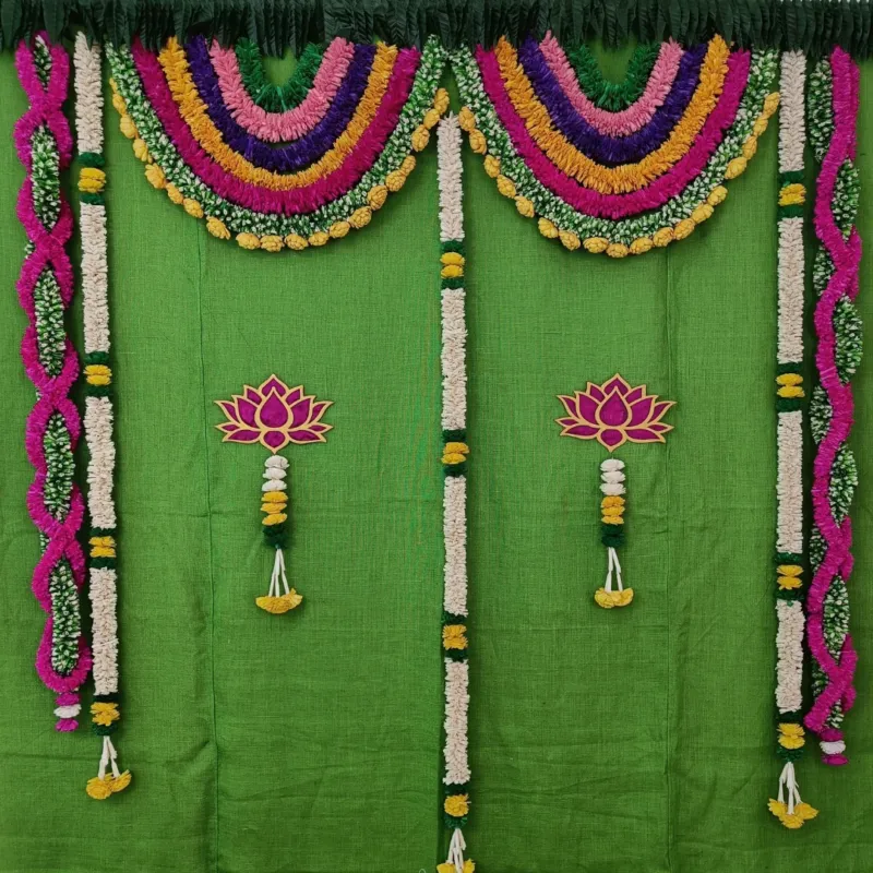 Bright Sola wood Pooja Backdrop Kit