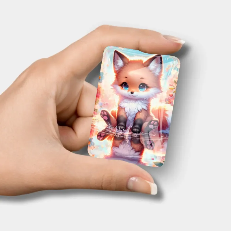 Glas Cover Minder mit süßem Fuchs-Motiv als glänzendes Zubehör für DIY Diamond Painting Projekte