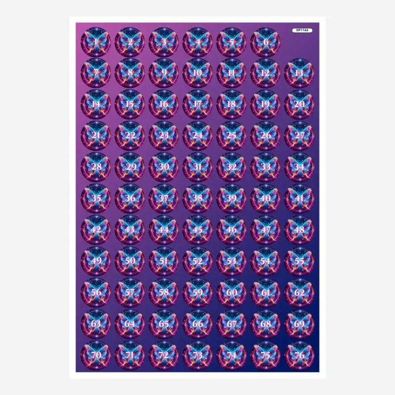 Bunte Aufkleber für Diamond Painting Döschen mit Schmetterlings-Motiv zur professionellen Steinsortierung