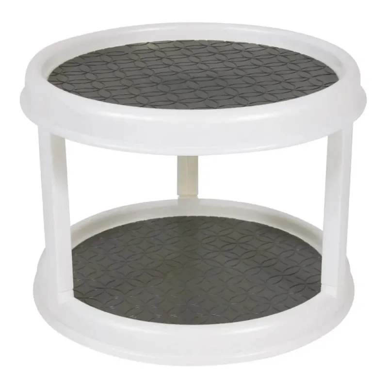 2-Tier Nonskid Turntable Spice Rack Organizer - 360-Degree Spice Storage Solution 0