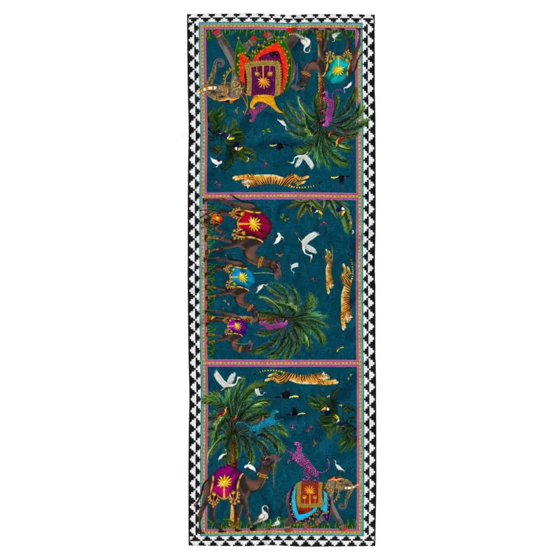 Seidenschal Flying Tiger Petrolio 200x70cm als Luxusaccessoire