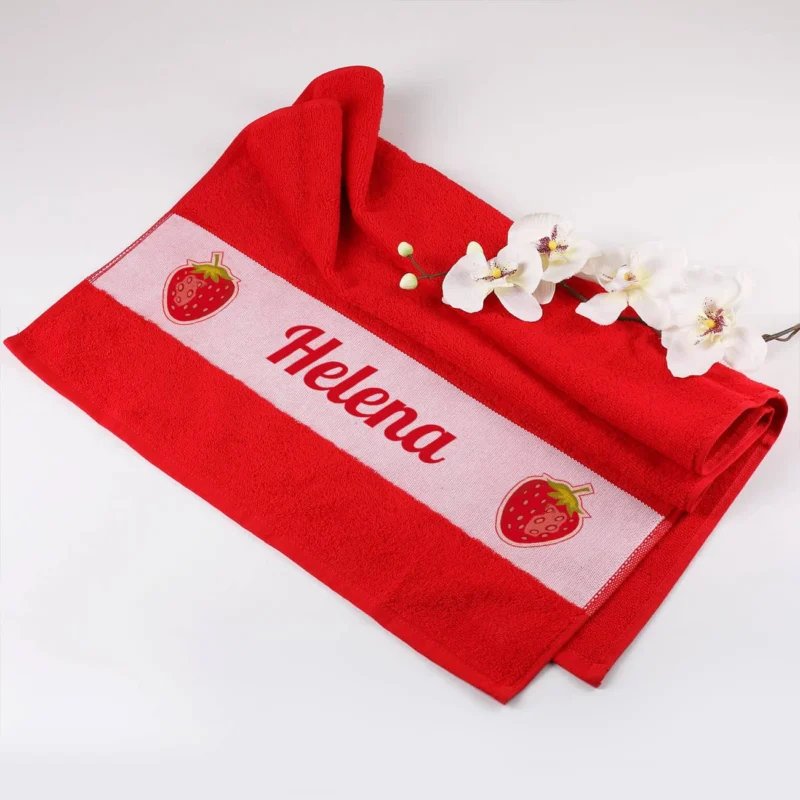 Handtuch für Mädchen mit Erdbeeren und Wunschname