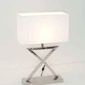 Tischlampe Integrato Seidenstruktur mit Schirm Rechteckig von Holländer, Edelstahl, modern