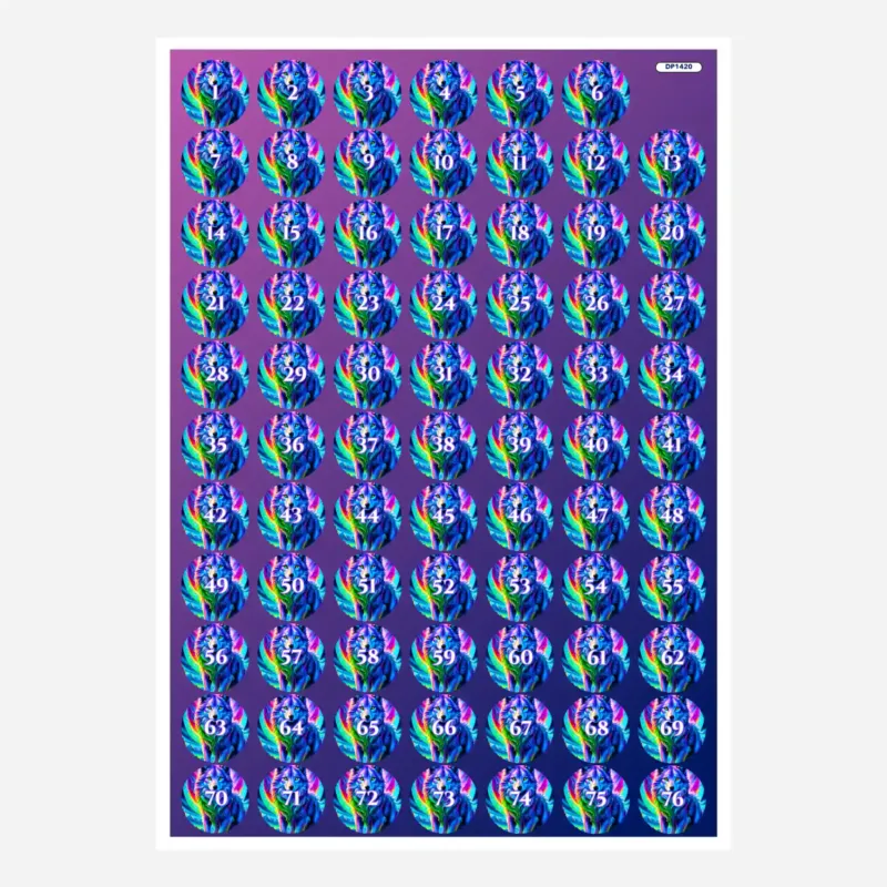 Bunte Diamond Painting Döschenaufkleber mit Tiermotiv Geflügelter Wächter zur einfachen Sortierung der Diamanten.