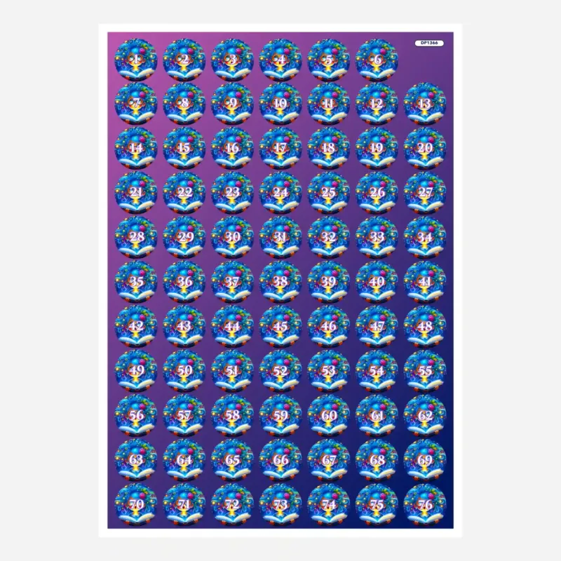 Bunte Diamond Painting Döschenaufkleber Lesemaus Josephine zur übersichtlichen Organisation deiner Diamanten Steine
