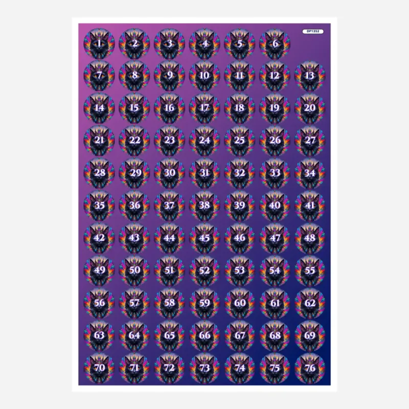 Bunte Diamond Painting Döschenaufkleber mit Katzenmotiv für eine strukturierte Organisation von Diamanten beim Basteln