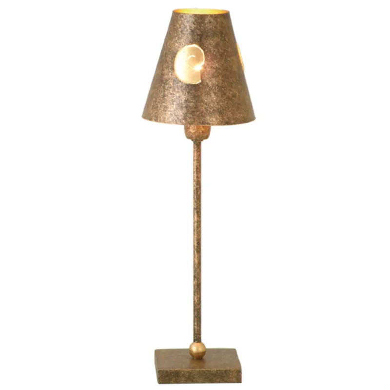 Tischlampe Gancio Klein mit Schirm Rund Ø 13cm Gold von Holländer aus Eisen, goldene Tischleuchte für Sideboards