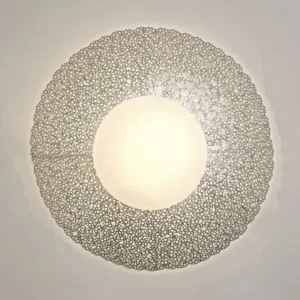 Wandlampe Utopistico Piccola 2-flammig Opalglas Rund, runde Metall-Wandlampe mit dekorativem Opalglas