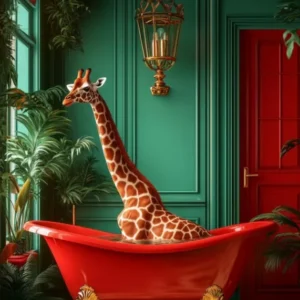 Giraffe in the Bathtub Tropical animals