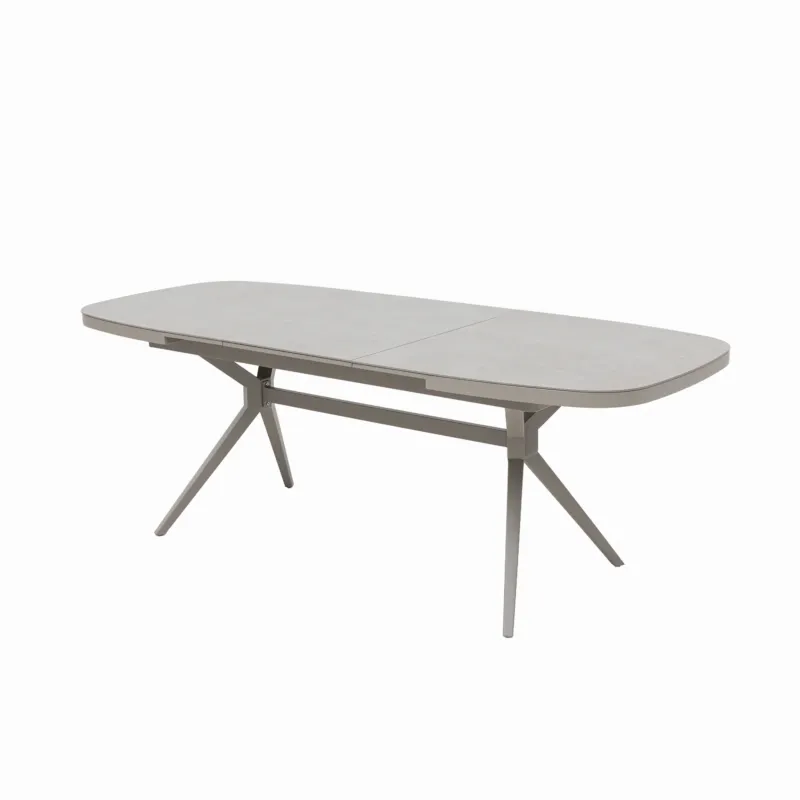 DESIGN! Aurora Ausziehtisch Alu kombiniert mit Sintered Stone Tischplatte / Synchronauszug 167/217x90x76cm (creme/beige)