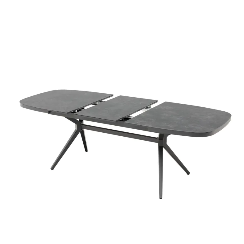 DESIGN! Aurora Ausziehtisch Alu kombiniert mit Sintered Stone Tischplatte / Synchronauszug 167/217x90x76cm