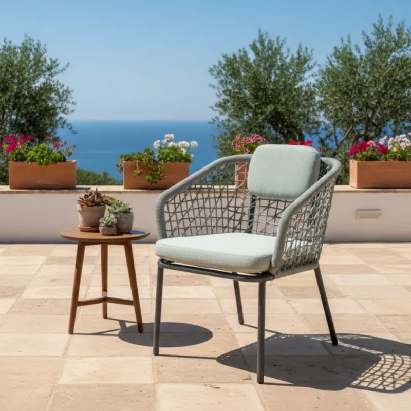 PREMIUM! Dining Sessel Modena anthrazit / mint kombiniert mit Rope Seilen