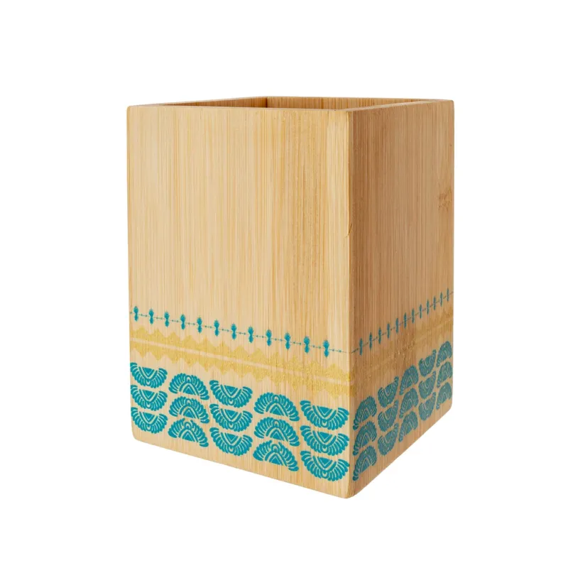 Cubertero bambu 10x10x13,5 africa azul