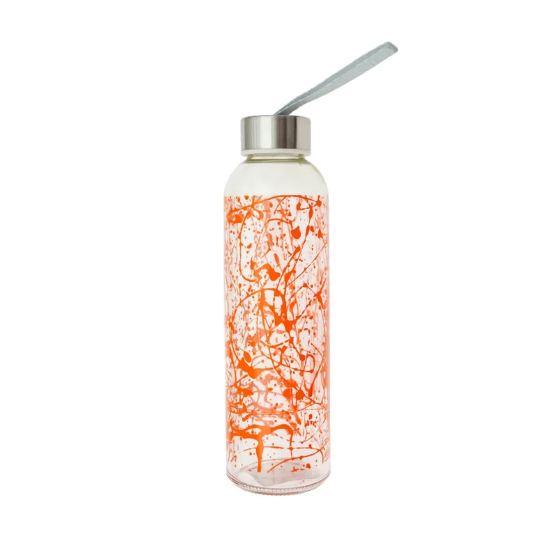 Botella vidrio 500cl tapa y lazo naranja