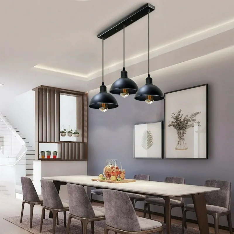 3 Kopf Pendelleuchte schwarz für Esszimmer
