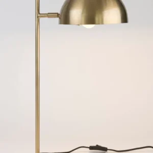 Tischlampe Miro aus Messing mit rundem Schirm, 30x20cm, moderne Designerleuchte mit verstellbarem Kopf auf rundem Fuß