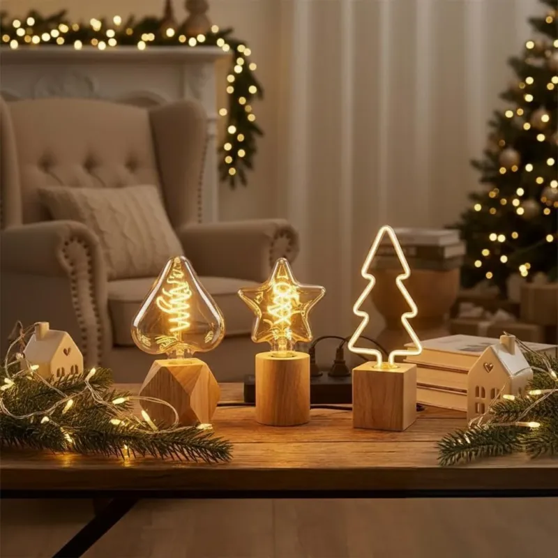 Dreifach-Holztischlampen für stimmungsvolle Beleuchtung~3448