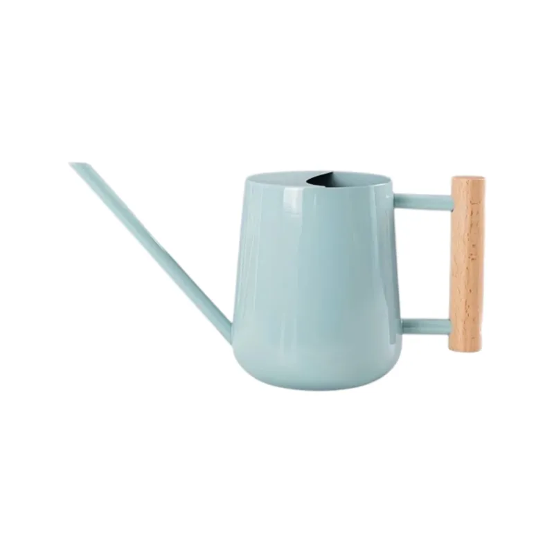 TIVVA BLUE – Gießkanne aus Edelstahl, 1 L, hellblau mit Holzgriff
