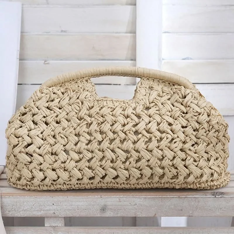 LUXEWEAVE – Woven Raffia Shoulder Handbag