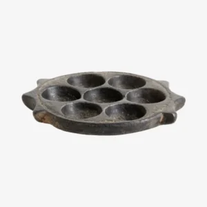 STONE t-light holder, round - black