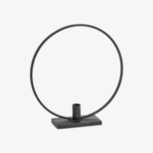IKOYI metal candle holder w/circle - black