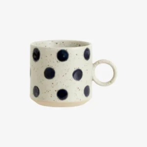 GRAINY dot cup w. handle - sand/dark blue