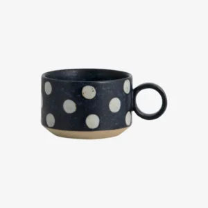 GRAINY tea cup w. handle - dark blue/sand
