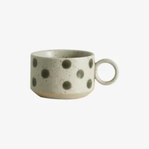 GRAINY tea cup w. handle - sand/green