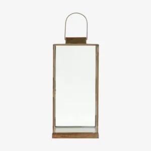 ANTIQUE lantern w/flat top, L - golden finish