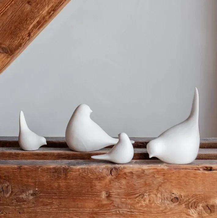 Dekofigur Vogel Chipper 2er Set - weiß