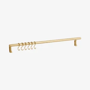 MALO shelf, 6 hooks - brass finish