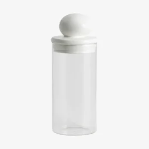 PLUM storage glass w. lid, tall - clear