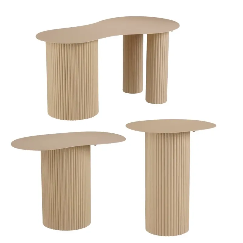 Mica Decorations Lux Beistelltisch Set Braun – 3er Set Organische Couchtische aus Eisen – Moderne Design Satztische