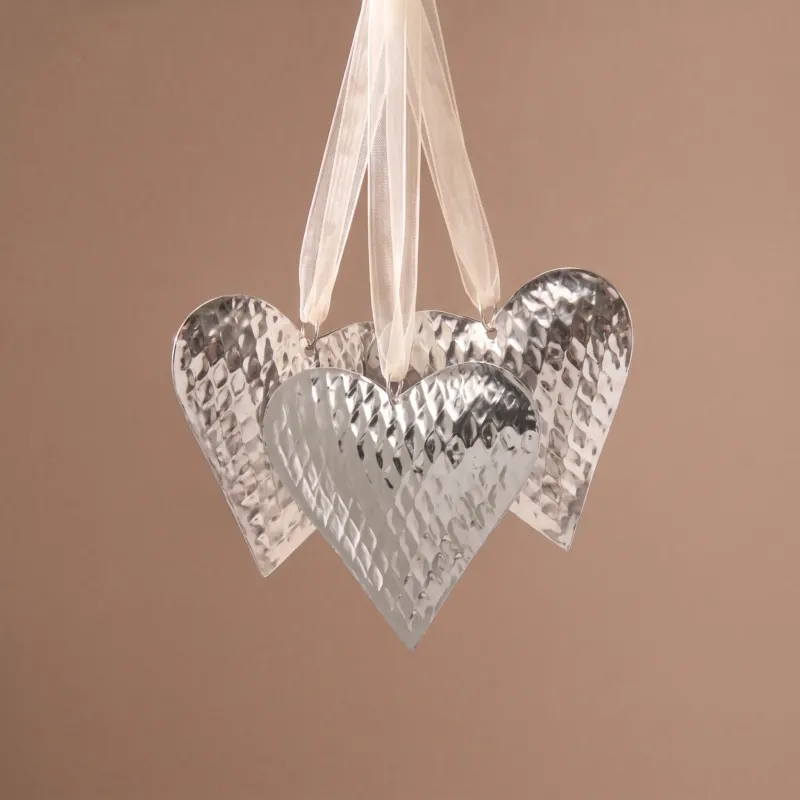 Suspension de Noël Coeur en Métal 15 cm Argenté