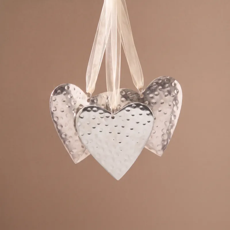 Suspension de Noël Coeur en Métal 16 cm Argenté
