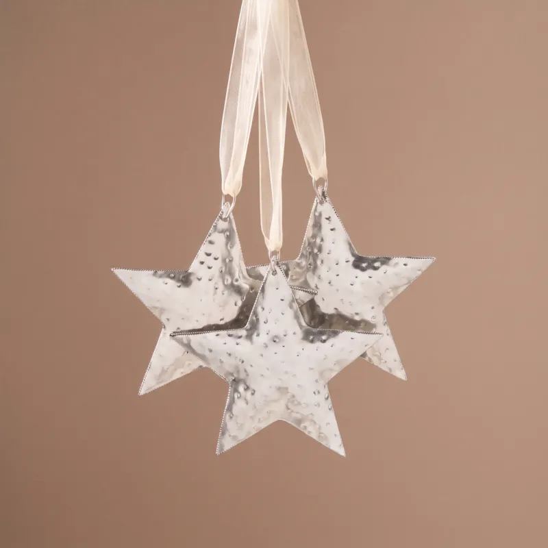Suspension de Noël Étoile Métal 16 cm Argenté