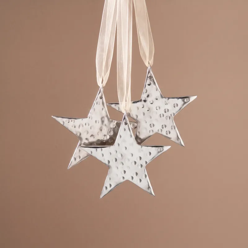 Suspension de Noël Étoile Métal 10 cm Argenté